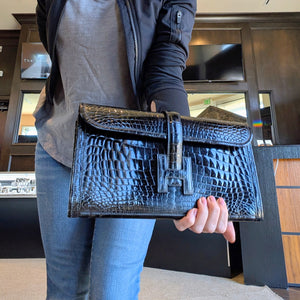 Hermès Vintage Shiny Niloticus Crocodile Jige Elan 29 Clutch