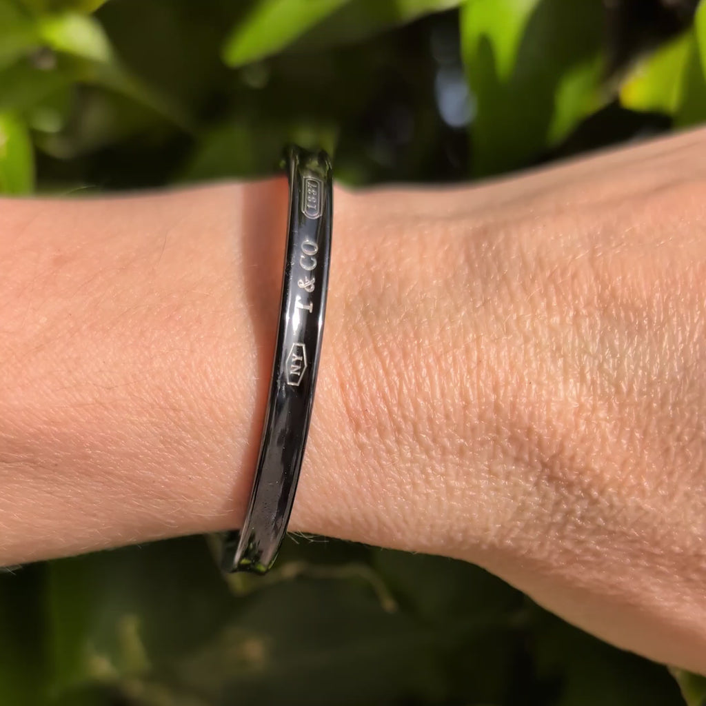 Tiffany & Co. 1837 Black Titanium Narrow Open Cuff Bracelet 5mm