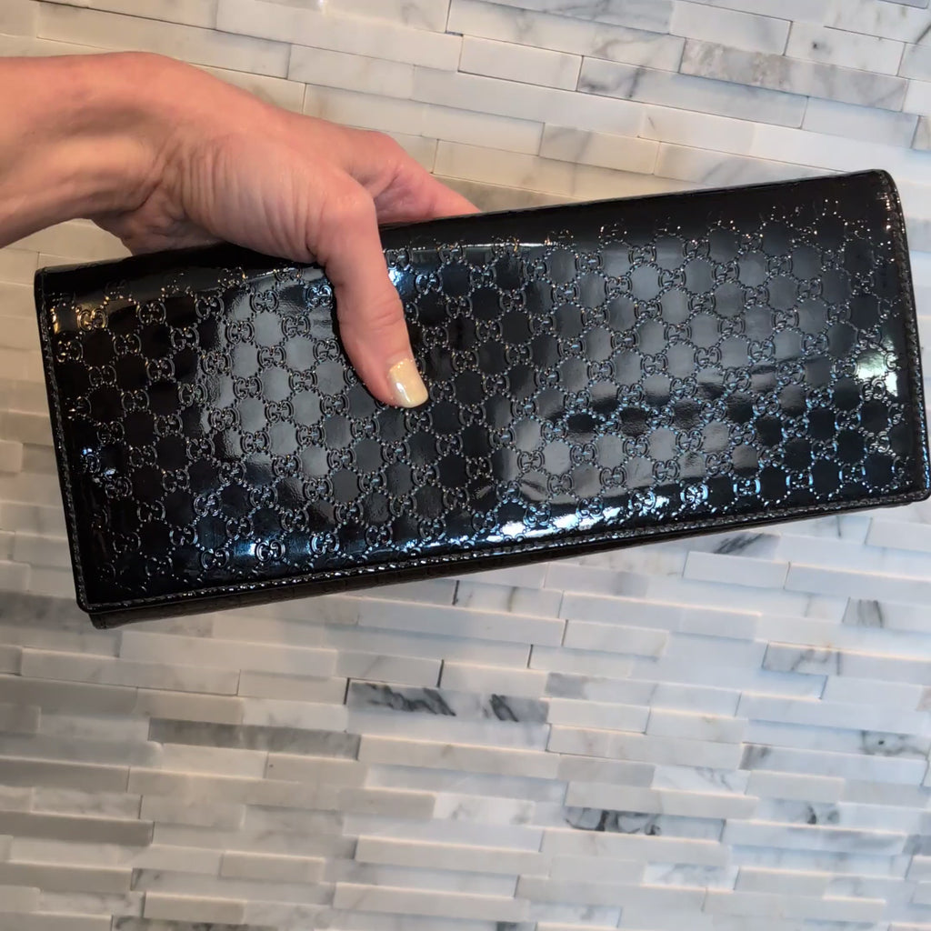 Gucci Vintage Microguccissima Patent Leather Broadway Clutch