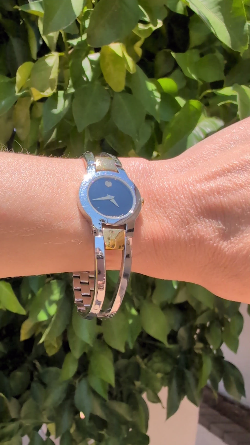 Movado Impresa 24mm Two-Tone Black Museum Dial Bangle Watch 52.3.19.1274