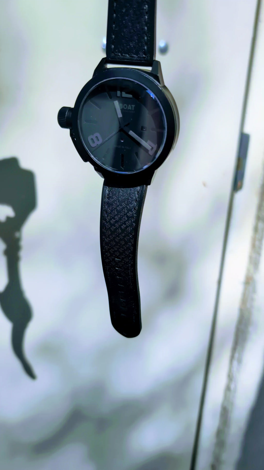U-Boat Classico 53mm Left Hook Automatic Black PVD Carbon Dial Watch 5573