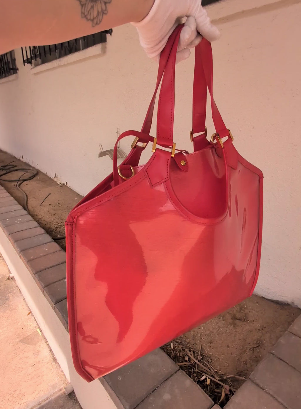 Louis Vuitton Epi Plage Baia Beach Tote Grenadine Red with Pouch