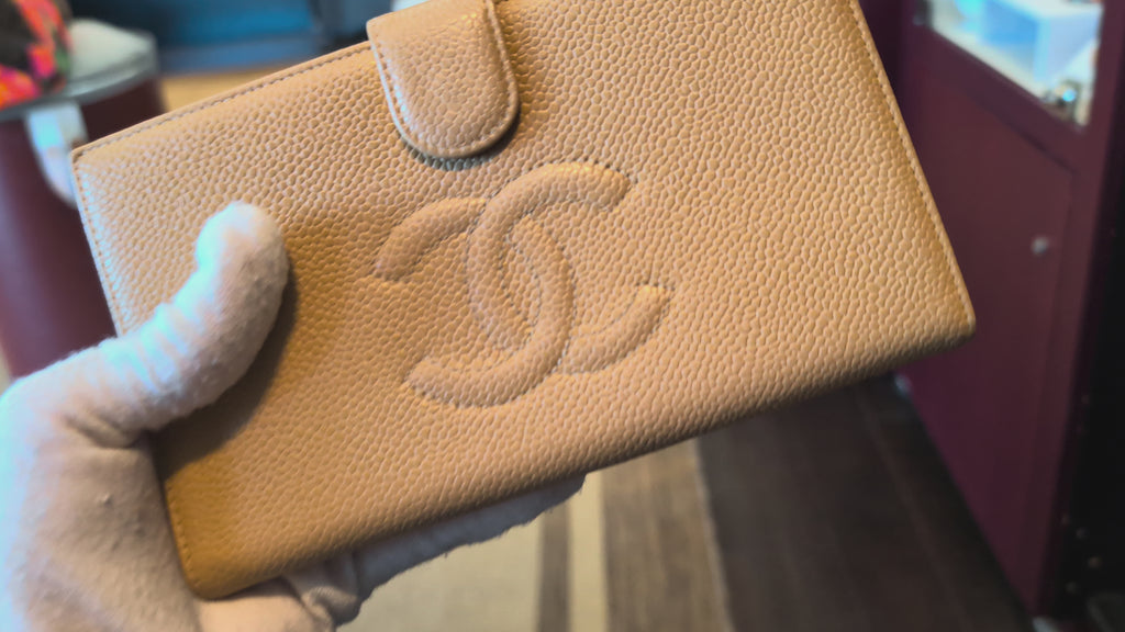 Chanel Vintage Timeless Caviar Leather French Purse Long Wallet