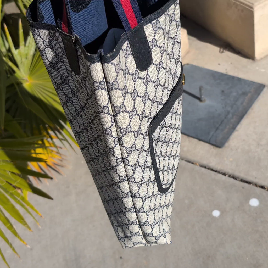 Gucci 80s Vintage GG Monogram Sherry Cloth Tote