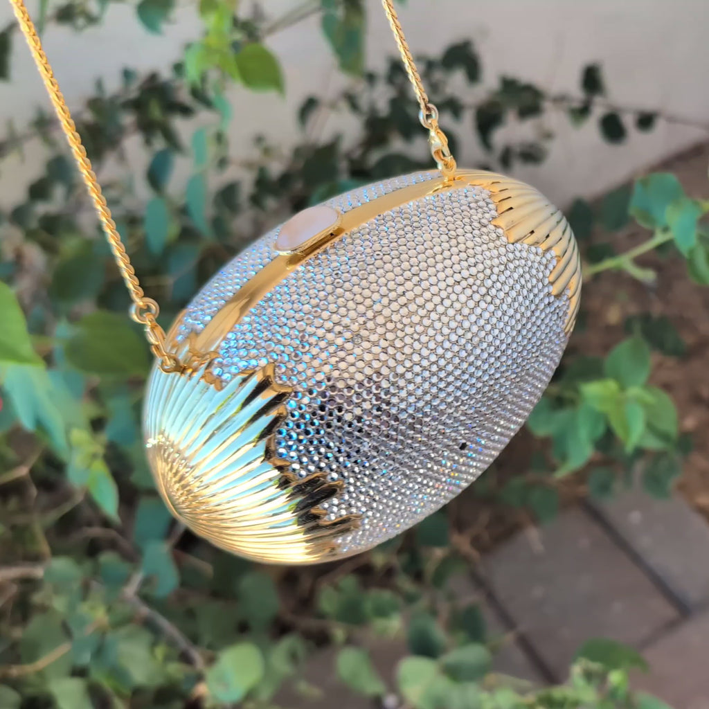 Judith Leiber Swarovski Crystal Egg Minaudière Clutch