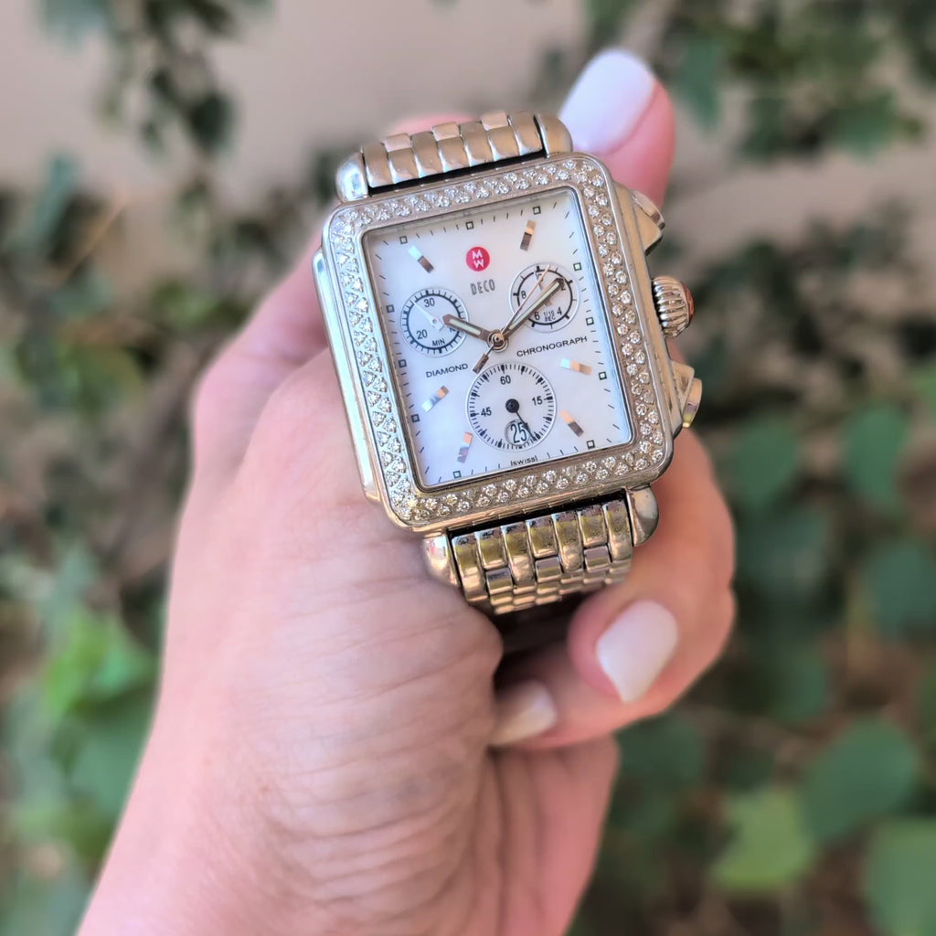 Michele Deco Diamond Chronograph 34mm MOP Stainless Steel Watch