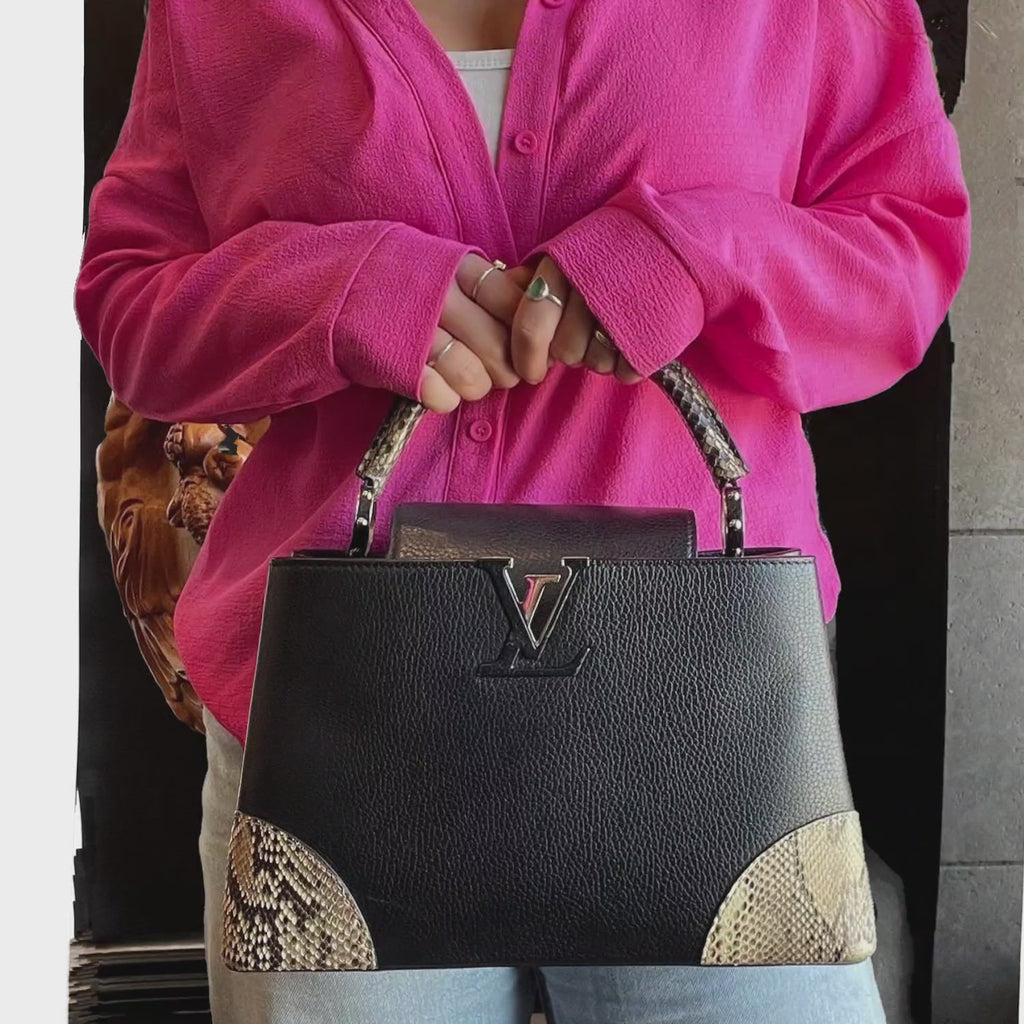 Louis Vuitton Taurillon Python Trim Capucines MM Satchel