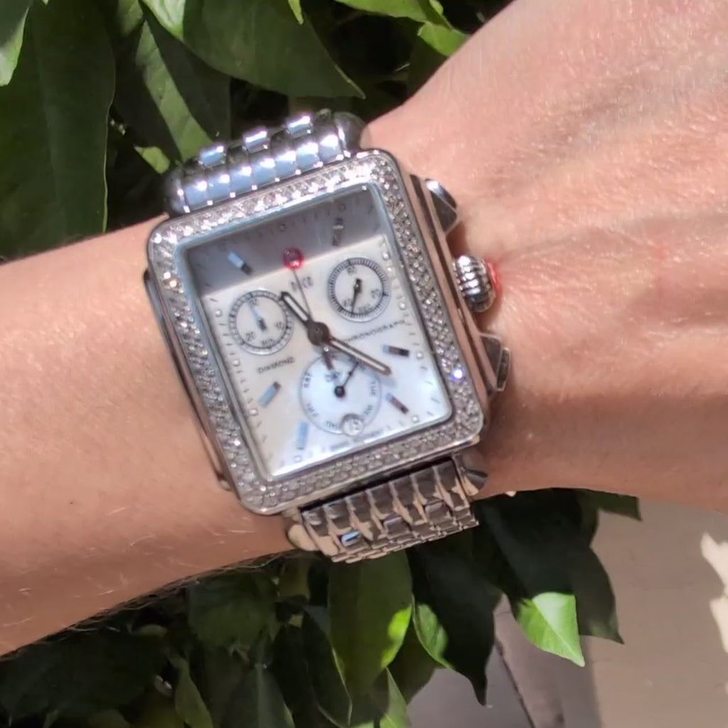 Michele Deco Day 0.60ctw Diamond MOP Watch MW06P01A1025 Set