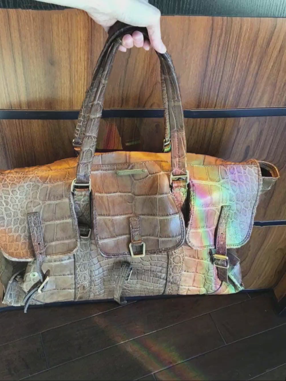 Burberry Vintage Croc Embossed Runway Weekender Duffle