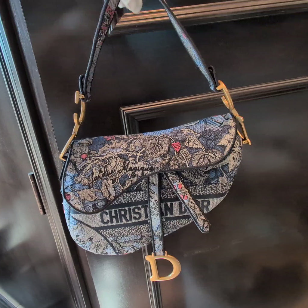 Christian Dior 2022 Denim Jardin Magique Saddle Bag
