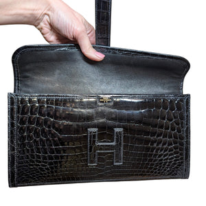 Hermès Vintage Shiny Niloticus Crocodile Jige Elan 29 Clutch
