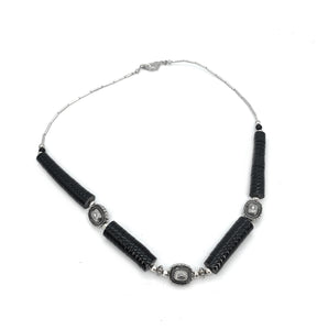 Old Pawn Navajo Sterling Silver & Onyx Liquid Silver Necklace