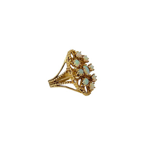 14K Yellow Gold Opal Cluster Ring - Sz. 6