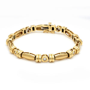 14K Yellow Gold 0.63ctw Diamond Tennis Link Fashion Bracelet