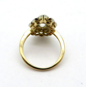 Art Deco Style Antique Old European Cut 18 Karat and Platinum Diamond Ring, Size 6.75