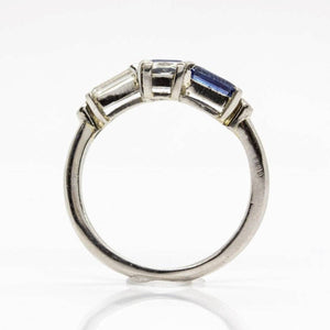Platinum Estate Sapphire and Diamond Bypass Fashion Ring, Size 6.5