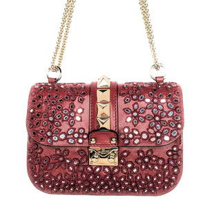 Bedre afdeling partner Valentino Garavani Embroidered Small Glam Lock Flap Poudre - TheRelux.com