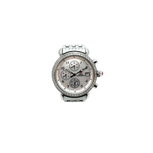 Michele CSX Diamond Bezel Mother Of Pearl Face Chronograph Watch