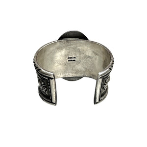 Sammie K. Begay Sterling Silver & Wild Horse Magnesite Overlay Cuff Bracelet