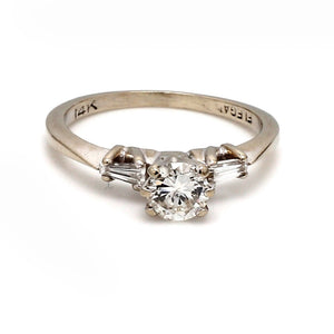 14K White Gold & 0.56ctw Diamond Engagement Ring - Sz. 5.25