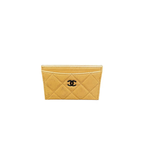 Chanel Nude Lambskin Quilted Silver CC Card Holder
