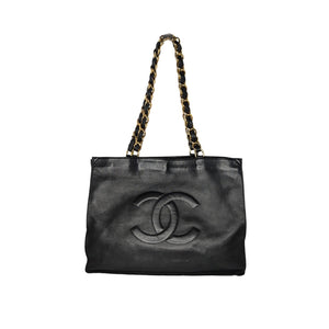 Chanel Black Leather Jumbo XL Shopping Tote Chanel