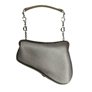 CHRISTIAN DIOR SILVER SATIN MICRO SADDLE CLUTCH BAG – RDB