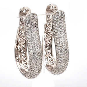 18K White Gold 3.50ctw Pave Diamond Earrings