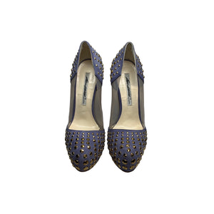 Brian Atwood Lavender Suede Studded Loca Pumps - Sz. 36