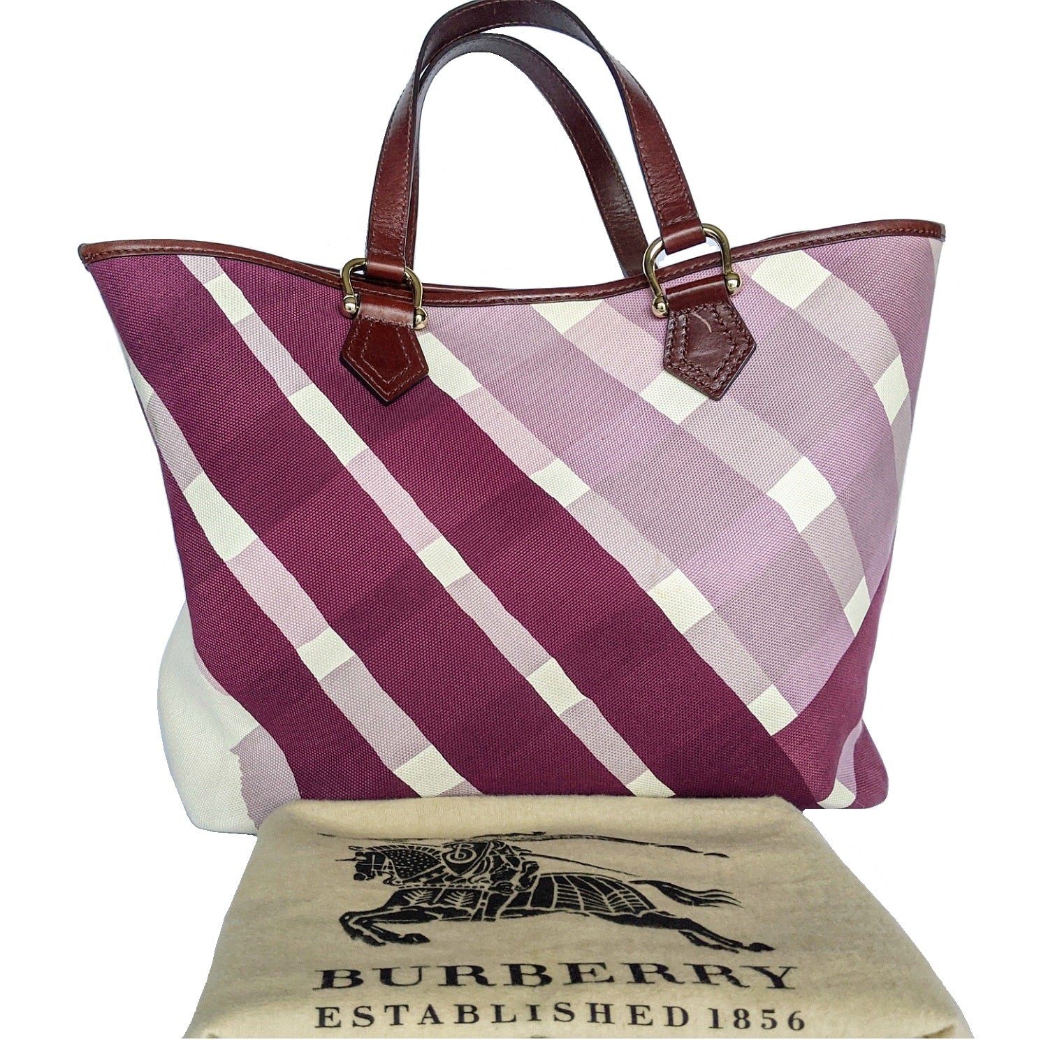 Burberry Purple Check Print Tote