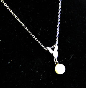 Pearl And Diamond Pendant Necklace w 14k White Gold Chain