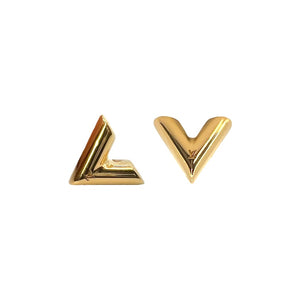 Louis Vuitton Gold Tone Essential V Stud Earrings Louis Vuitton