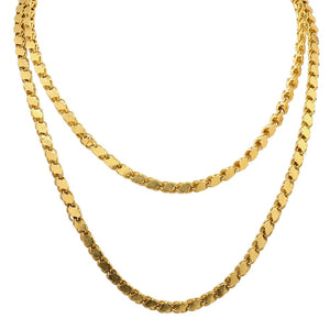 22K Yellow Gold Bismark Leaf Link Necklace - 32 in.