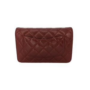 Chanel 2011 Rouge Caviar Wallet On Chain WOC