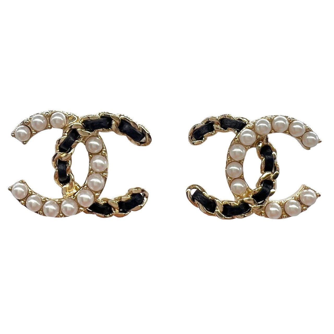 Chanel Drop CC Earrings 22K in Gold, Pearly White & Crystal