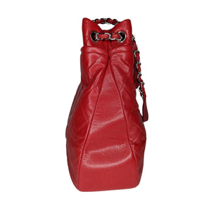 Chanel Red Quilted Caviar Timeless Soft Shopper Tote