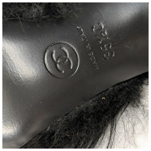 Chanel Interlocking CC Logo Fur Slide Mules 35.5
