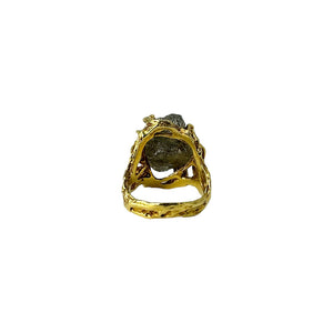 18K Yellow Gold Rough Diamond Ring - Sz. 7