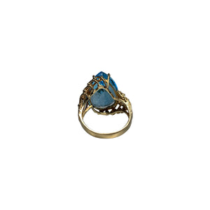 14K Yellow Gold & 15.00ct Sky Blue Topaz Rope Weave Design Ring - Sz. 7.75
