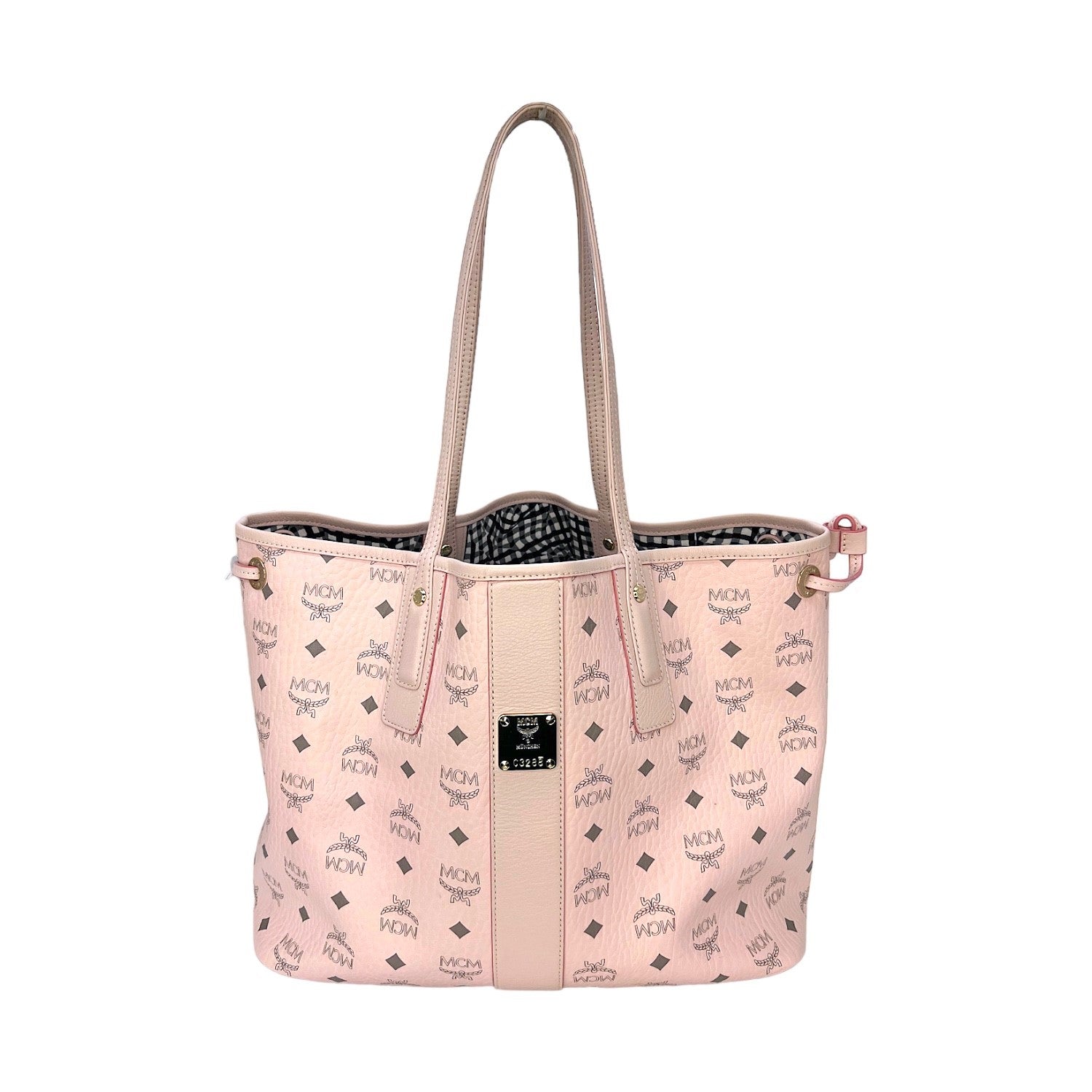 pink mcm tote bag