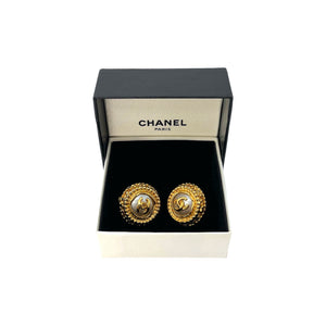 Chanel Vintage CC Faux Pearl Clip-On Earrings