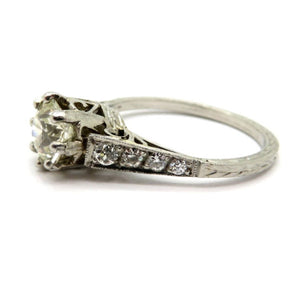 Platinum 1.00 Carat Old European Cut Diamond Antique Engagement Ring, Size 6.75