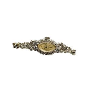 Vintage Gruen 14K White Gold 1.00ctw Diamond Manual Wind Ladies