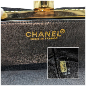 Chanel Vintage Velvet Gold Plexiglass Kiss-Lock Frame Clutch