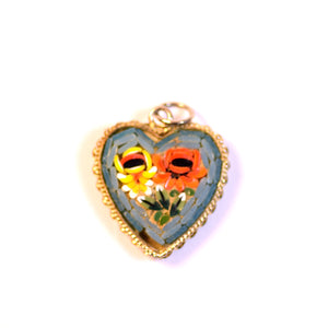 Colorful Brick Floral Heart Charm Pendant