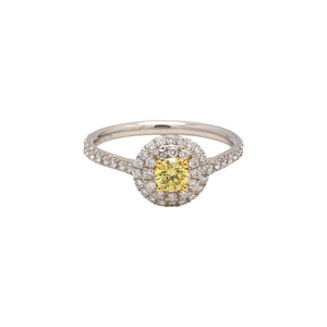 Tiffany & Co. Platinum 18K WG & Yellow Diamond Engagement Ring - Sz. 5.75 