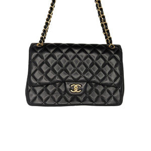 Chanel Vintage Black Quilted Lambskin CC Trapezoid Flap Gold