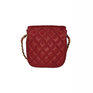 Chanel 90s Red Lambskin Quilted Mini CC Flap Messenger