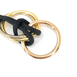Cartier 18K Gold Tri-Tone Trinity Pendant Necklace on Silk Cord