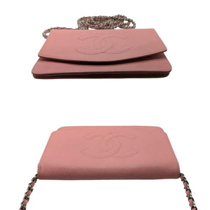 chanel vintage wallet on chain pink